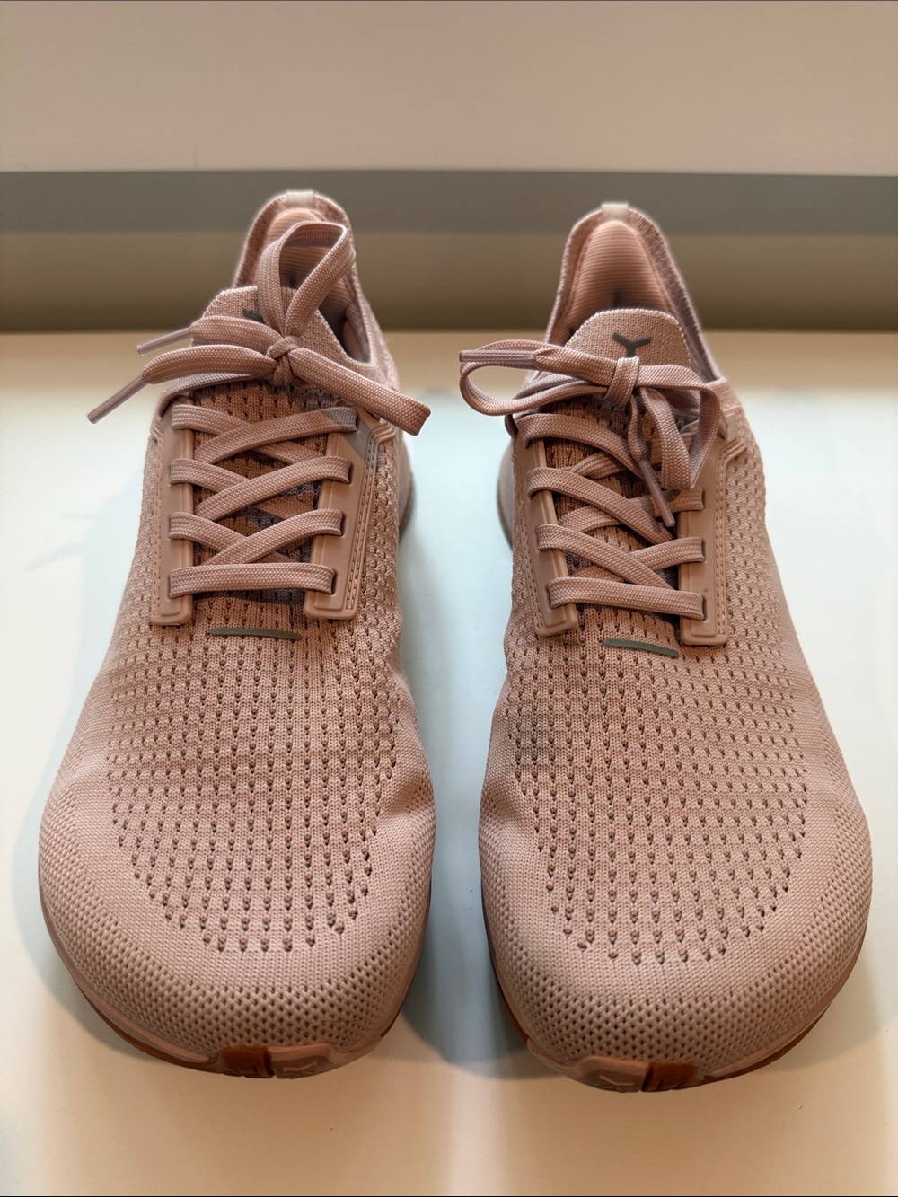 Women’s Knit Lace-Up Athletic Sneakers in Dusty Rose